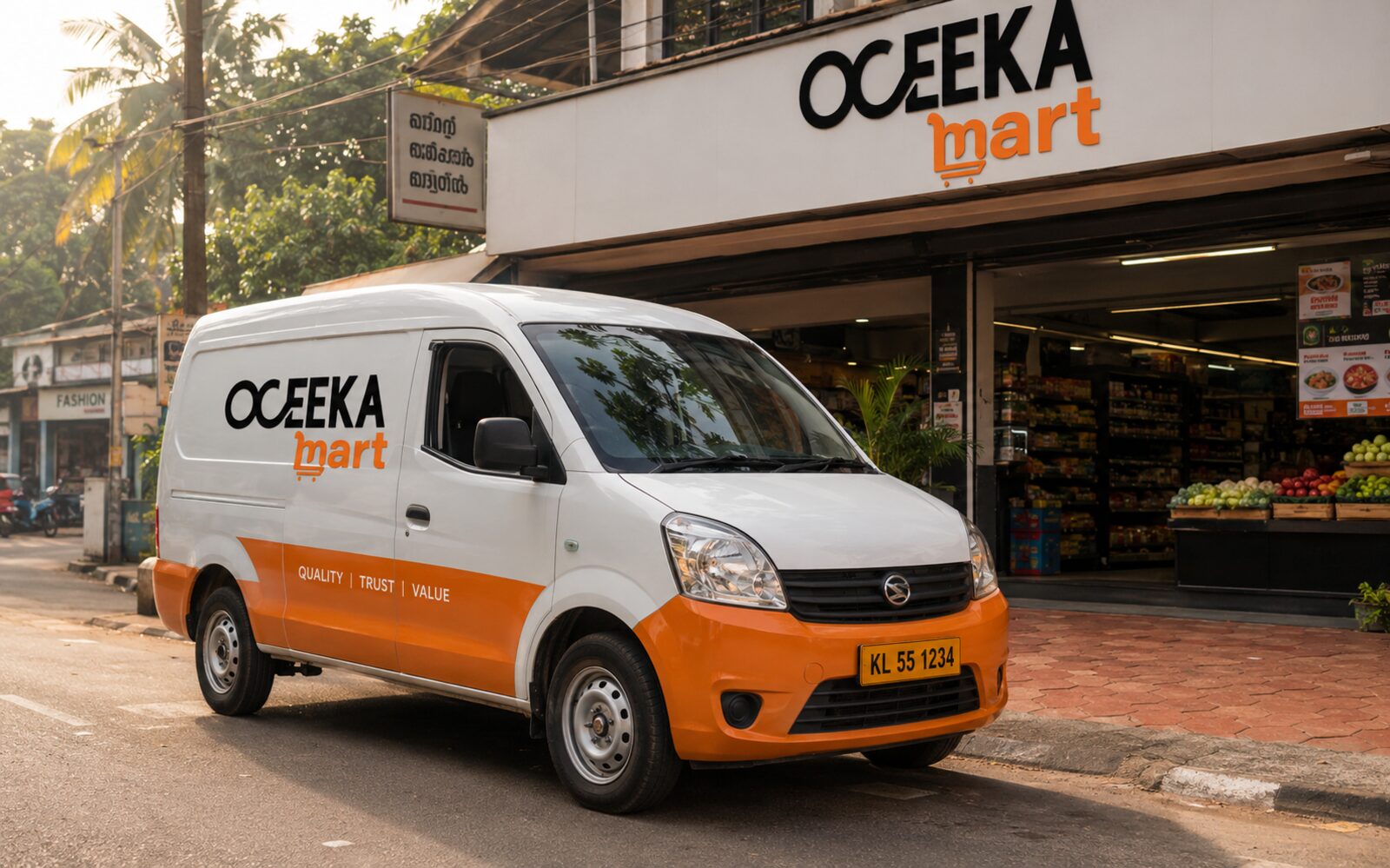 Oceeka Mart delivery van outside the store